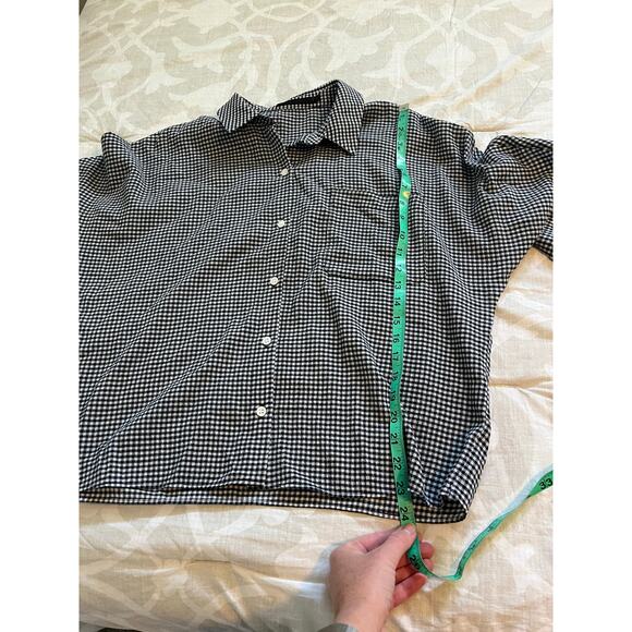 Jenni kayne black and white checked plaid cotton button up women’s medium - Picture 5 of 8